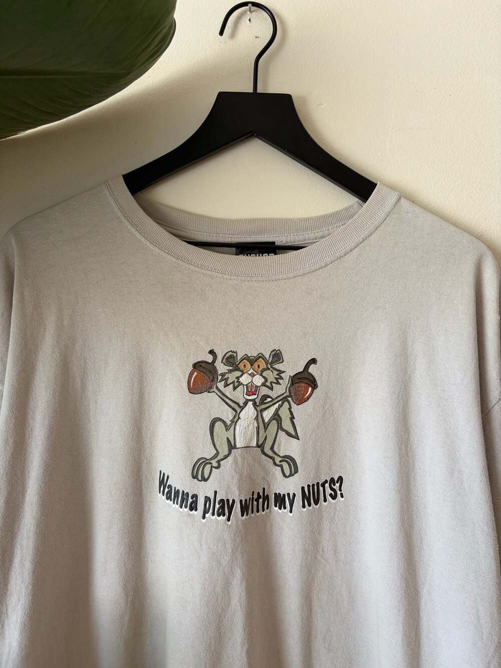 Anchor Blue Wanna Play With My Nuts Cat T-Shirt Beige Graphic Tee
